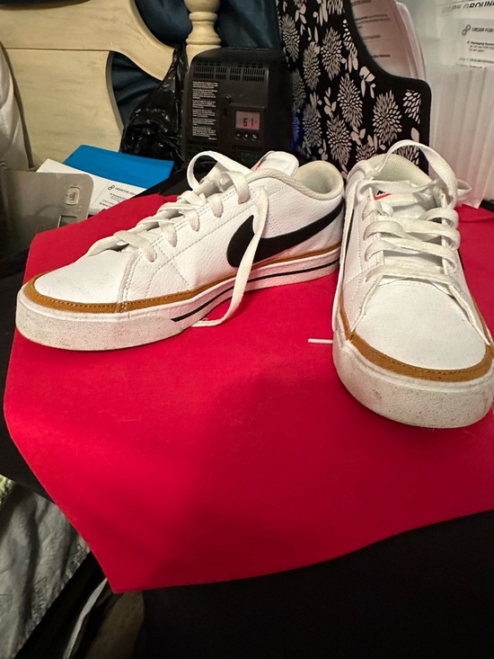 Nike Other - Nike White Sneakers with Navy Swoosh and Gold Accent